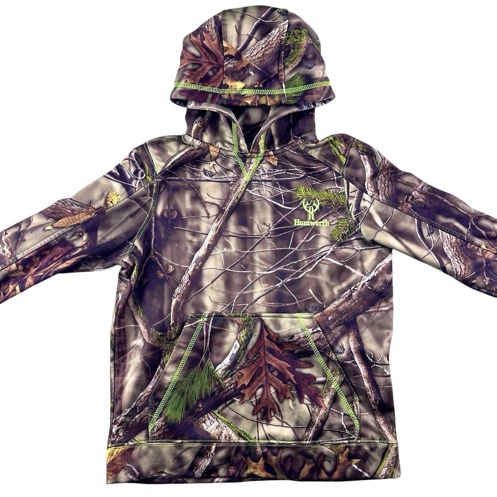 Huntworth Hoodie, Youth Boy's Size Medium, Brown, Camouflage, Pullover- Oak Tree